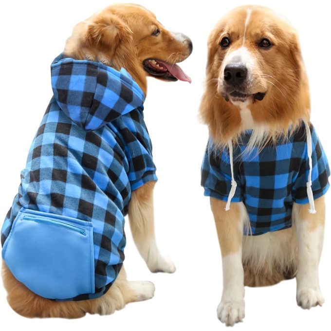 Plaid Fleece Hoodie Blue